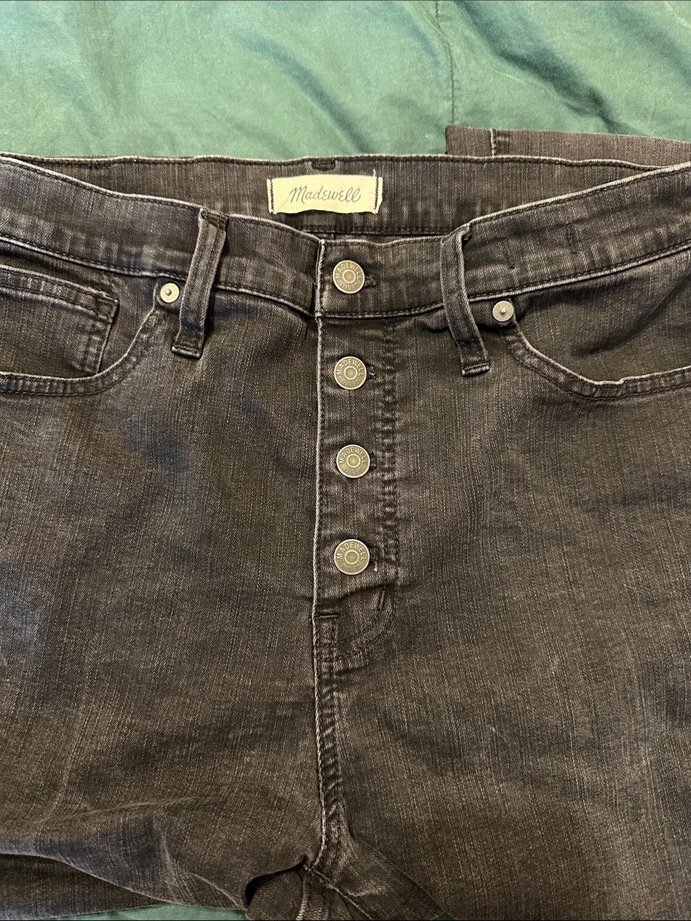 Madewell 10” High-Rise Skinny Washed Black Button-Fly Jeans
